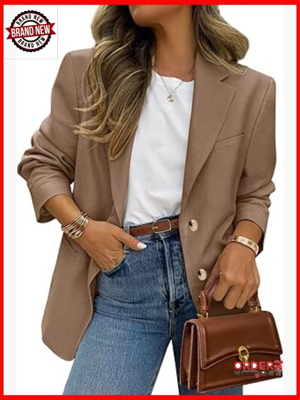 Long Sleeve Lapel Open Front Business Blazer with Pockets